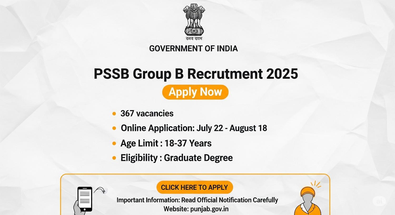 PSSSB Group B Recruitment 2025