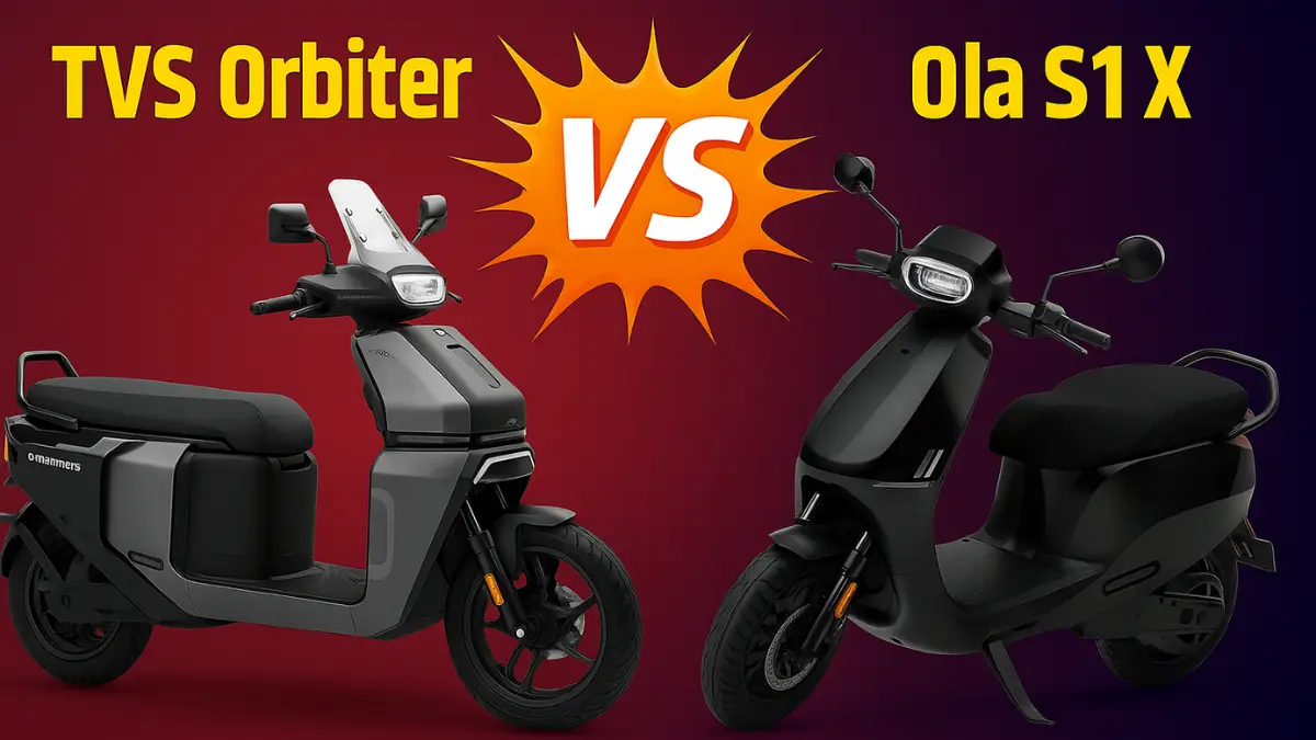 जानें TVS Orbiter vs Ola S1 X में कौन सा Electric Scooter है Best। तुलना करें कीमत, रेंज, परफॉर्मेंस और फीचर्स की डिटेल्स और चुनें अपना परफेक्ट EV।